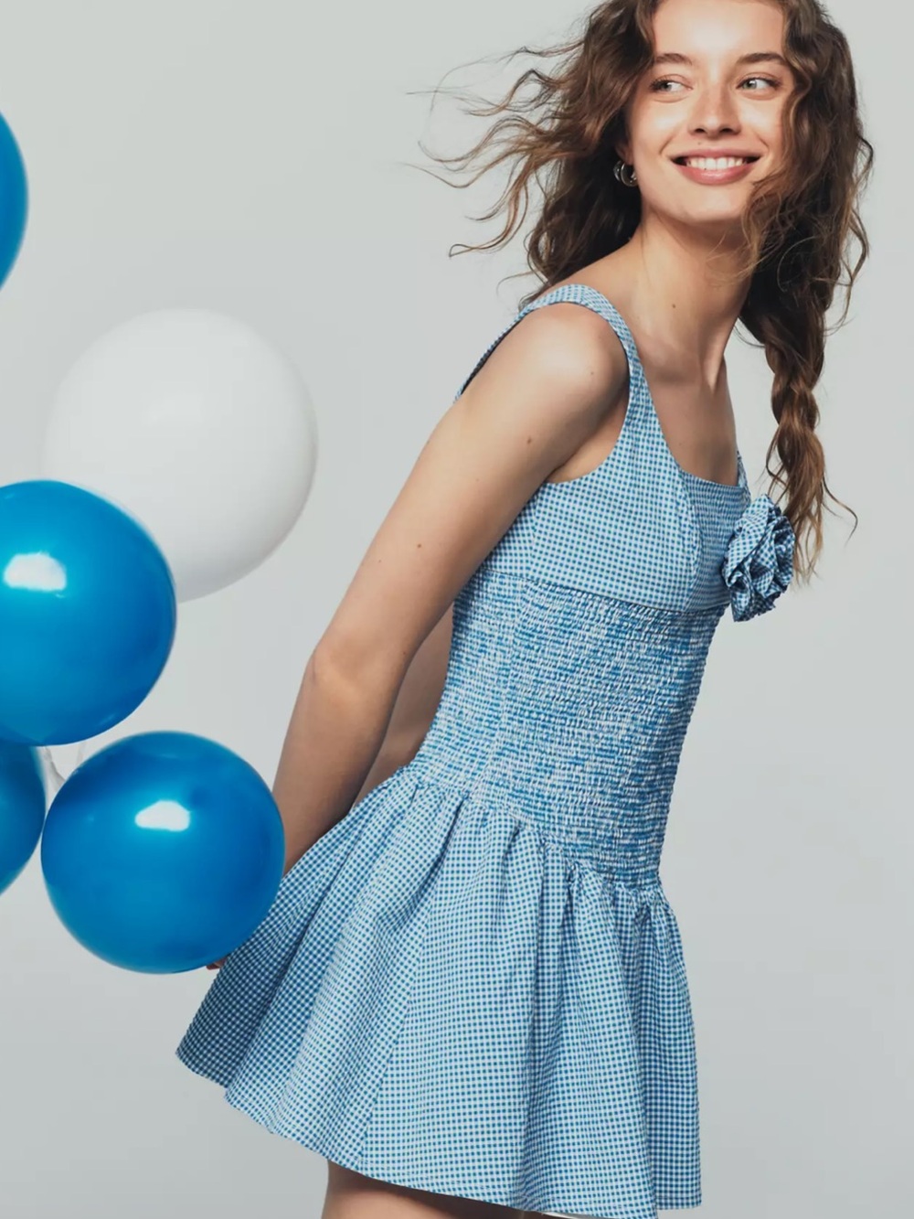 Maeve Light Blue Gingham Dress with Rosette
